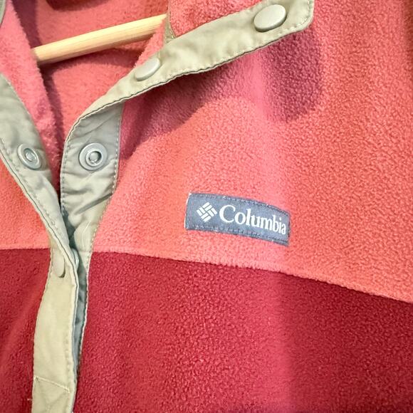 Columbia Benton Springs Coral Red Half-Snap Pullover Fleece Jacket - L - Picture 3 of 5